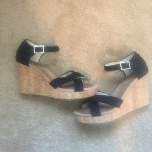 TOMS Black Wedges